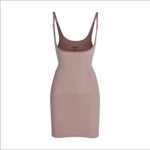 Skims Open Bust Slip Dress in Umber